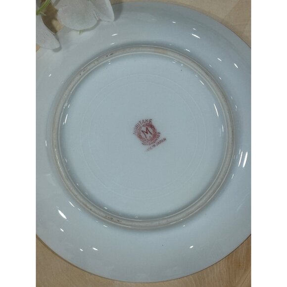 Vintage Noritake Floral Trimmed Saucer Plates Green Border Set of 2 Replacement - Picture 6 of 10